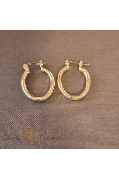 saratremo Small and Delicate Oval Gold-Plated Earrings - 2.5 cm for Romantic and Sensitive Women