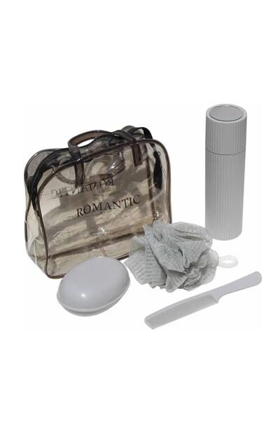 wei inox Bathroom set, 5 elements, plastic, gray