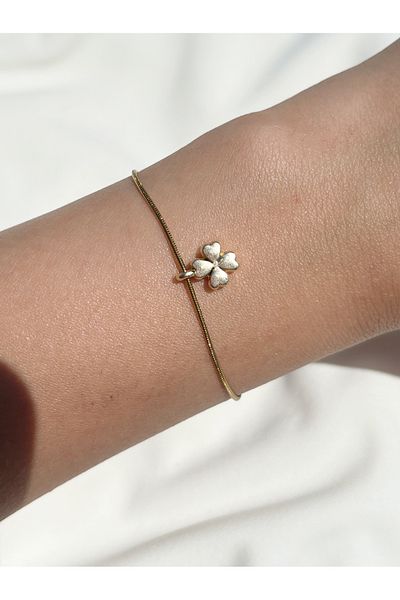 Eylülün Takısı Women's Gold Color Clover Bracelet
