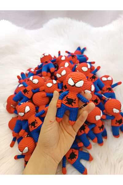 Masal Gurumi Amigurumi Örgü Örümcek Adam Spider (SPIDER-MAN) Anahtarlık/Çanta Süsü