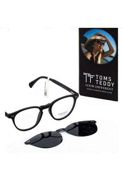 Toms Teddy Tt064 C101M 47Ekt Unisex Polarized Clip-On Blue Light Protection (Matte Black)