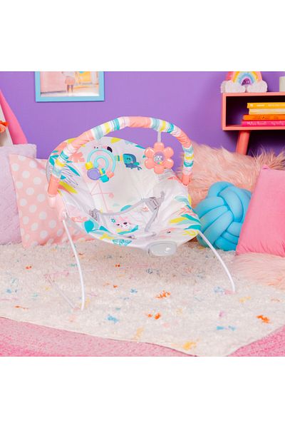 Bright Starts Flamingo Vibes Vibrating Bouncer, 0 - 6 Months
