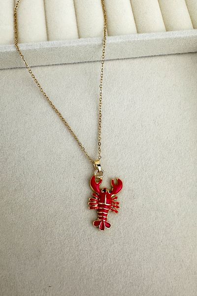 Modex Steel Gold Color Enamel Red Scorpio Pendant (40cm)
