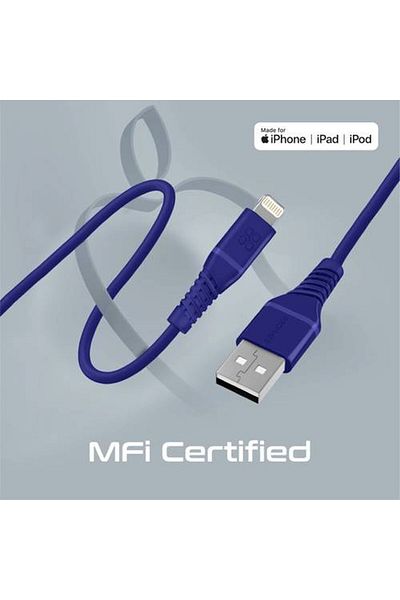 Promate High-quality charging and data transfer cable with Lightning connector, MFi certified to ensure compatibility with Apple devices