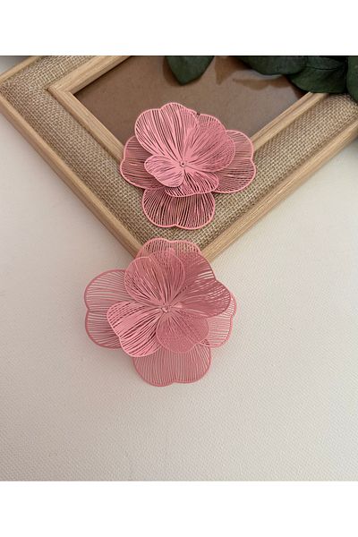 YENGEÇ Pink Flower Earrings