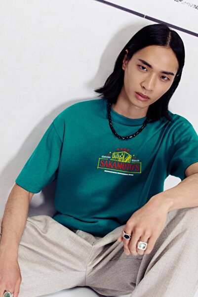 Pull & Bear Yeşil SAKAMOTO DAYS tişört