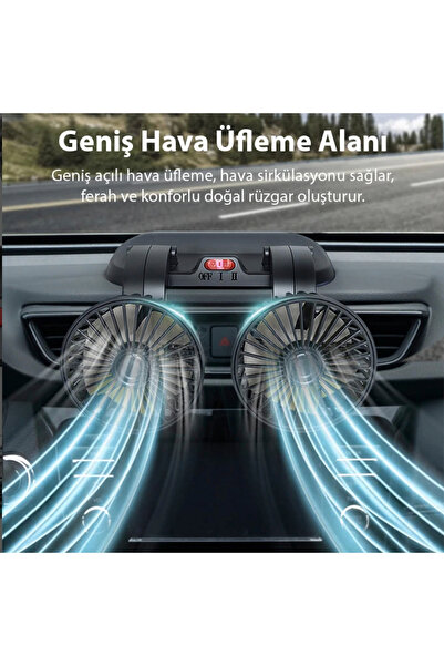 Bowie Çift Başlıklı Araba Ofis Ev için vantilatör fan 360 derece hareketli se...