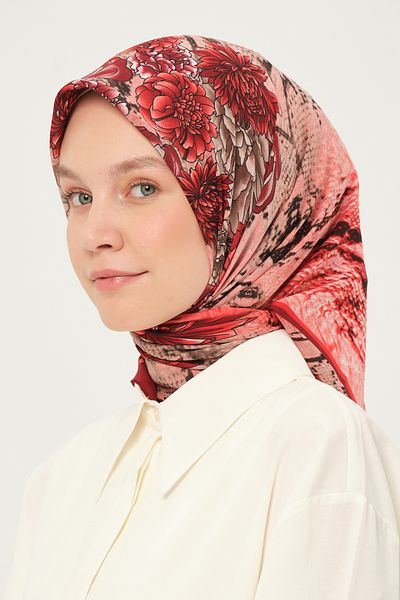 Madame Polo Printed Chiffon Scarf Multicolor Non-Slip 90X90 cm