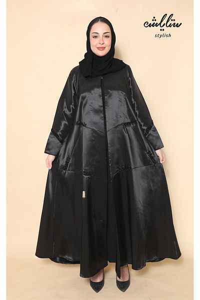 Stylish Black wrap abaya with embroidery