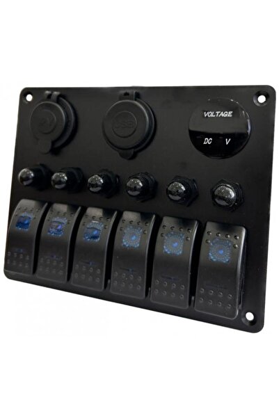 The Cape 6lı Switch Panel Şarj+Usb+Voltmetre