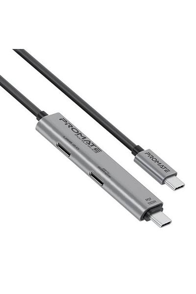 Promate 3 in 1 Type-C Cable 1.5m, Supports 5Gbps Data Transfer, Equipped with USB-C™ Ports