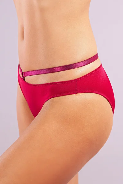 libescarf Golshan Gorbus Mini Slip، سراويل داخلية نسائية ذات خطوط صغيرة وخصر بلون النبيذ