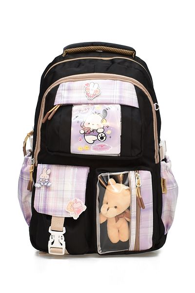 ELATAE Children's 4-Piece School Set Primary School Bag & Thermal Lunch Box & Pen Holder & Water Bottle 1395