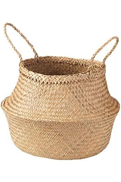 rexa سلة فلاديس من أعشاب البحر - بني فاتح - سلة تخزين مزخرفة منسوجة يدويًا
