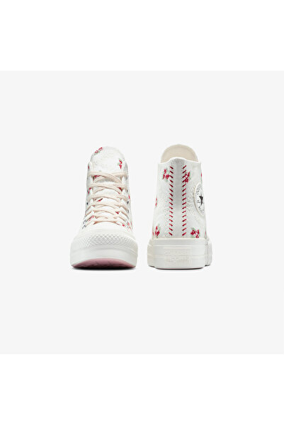 Converse Chuck Taylor All Star Lift Rose Cross Stitch Unisex Beyaz Platform Sneaker
