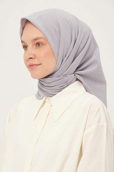 Madame Polo Poly Coton Square Scarf Silver Cotton Breathable Fabric