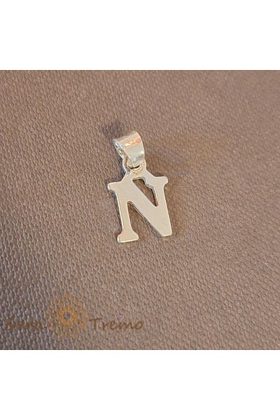saratremo Silver Pendant Initial Letter N