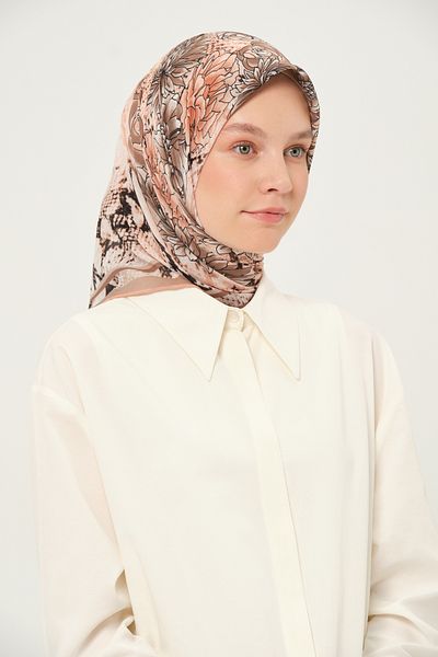 Madame Polo Printed Chiffon Scarf Multicolor Non-Slip 90X90 cm