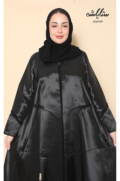 Stylish Black wrap abaya with embroidery