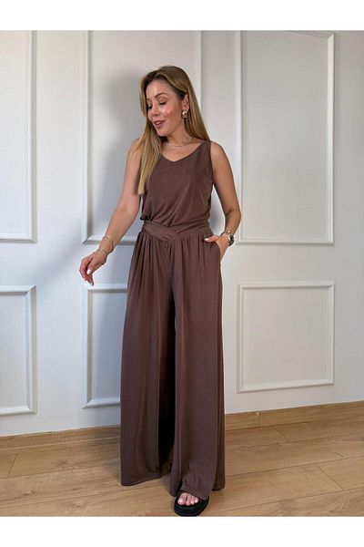 Size Özgü Brown Waist Detailed Trousers