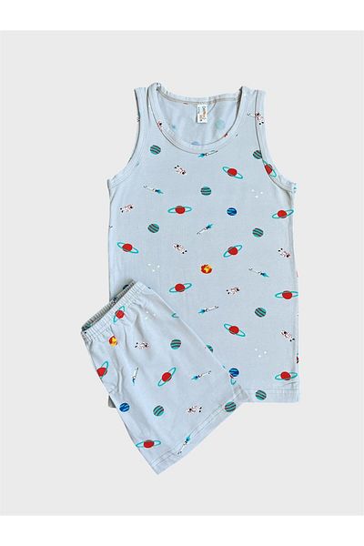 elmas kids Boy's Cotton Gray Space Patterned Athlete Boxer Set