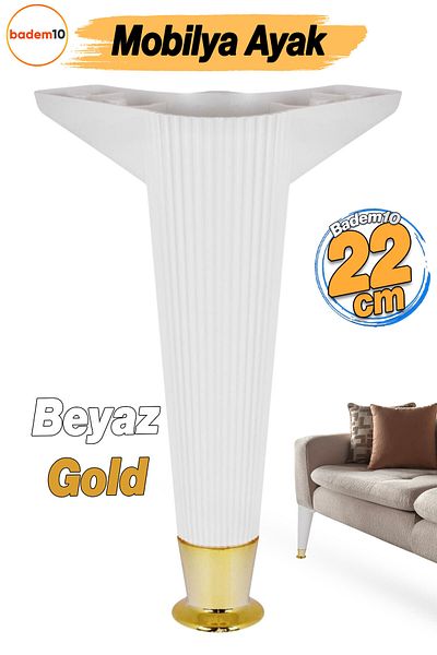 Badem10 Picior de Mobilier 22 cm Culoare Aur Alb Picior din Plastic Canapea Fotoliu Modele