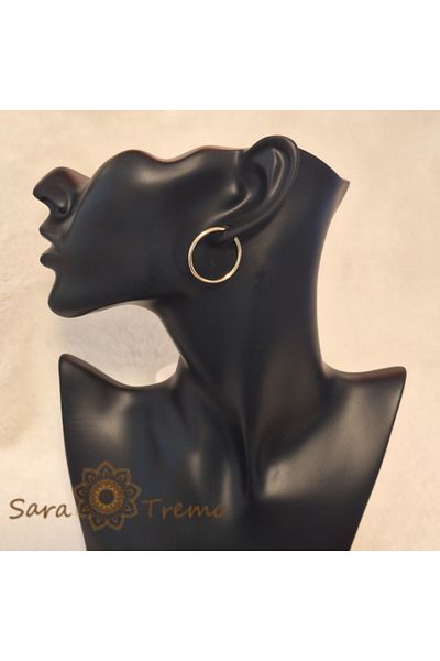 saratremo Classic Round Gold-Plated Earrings - 2.5 cm, Very Comfortable