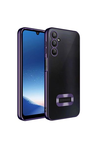 HTstore حافظة Galaxy متوافقة مع A26 مع شعار حماية الكاميرا يظهر غطاء Zore Omega - أرجواني غامق