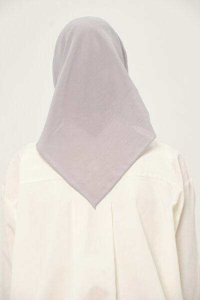 Madame Polo Plain Chiffon Square Scarf Silver Non-Slip Breathable Fabric 90X90 cm