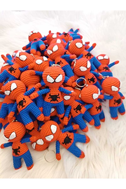 Masal Gurumi سلسلة مفاتيح/حقيبة زينة من أميجورومي محبوكة على شكل سبايدر مان (...