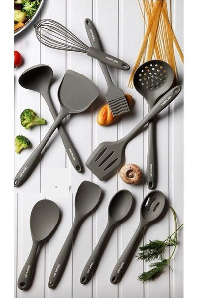NEOFLAM Silicone Gray 10 Piece Cooking Service Set