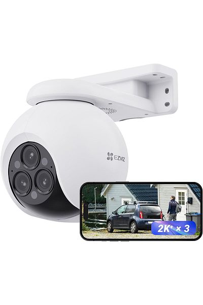 EZVIZ 12MP Triple Lens Outdoor Wifi Camera, 3×2K+ 360° Security Outdoor Camera Wireless