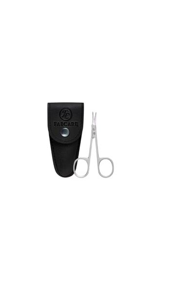 Fabcare Fabcare 2-piece cuticle scissors and leather sheath set, stainless steel, silver