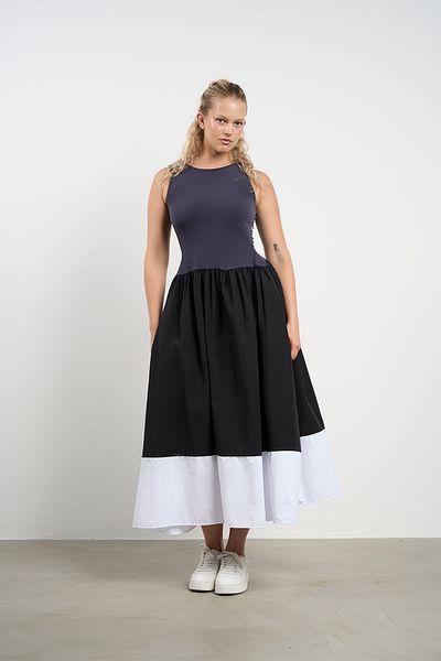 HANIQA Rochie de damă din bumbac pieptănat cu buzunare Princess Cut - 36-50 |   1027