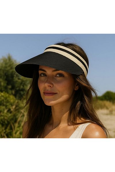 awix Visor Straw Hat Sunscreen Wide Visor Black