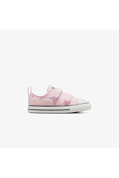 converse حذاء رياضي Chuck Taylor All Star 2V Polka Dots للأطفال باللون الوردي
