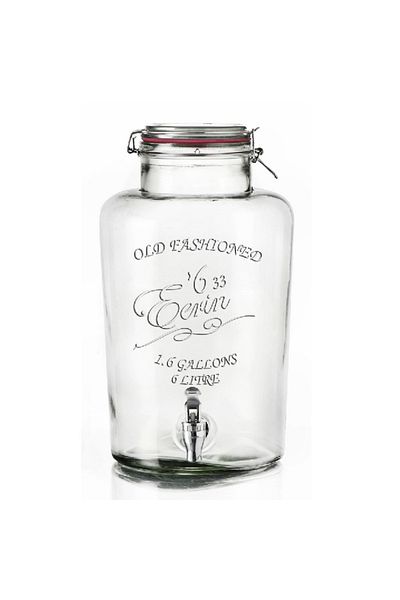 Raki Old Fashioned glass dispenser jar with tap 6 L