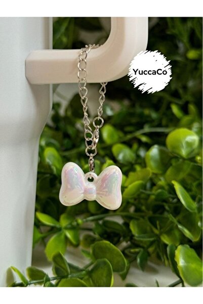 YuccaCo Accessorize Your Life White Reflective Charm Ribbon Thermos Ornament/Thermos Charm with Ribbon/Bag Charm