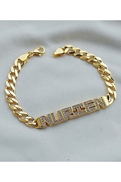 vogutima jewelery&silver by timuçin mavili Kadın Gümüş Bileklik - Nurten Yazılı Taşlı Oynak Isim Künye Işıklı Kutuda • Sevgiliye • Eşe • Anneye