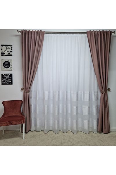 Perdelenoi by Igni Comex Blackout Drapes, Plain Powder Pink, Set Of 2pcs