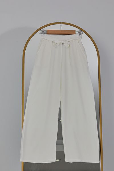 DPARİS Elastic Waist Relaxed Fit Loose Leg Casual Trousers