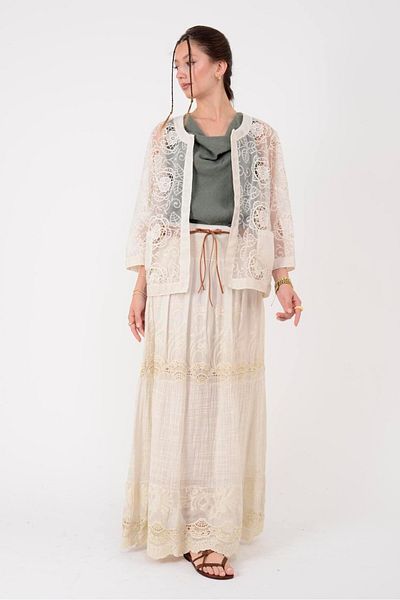 Park Moda Sn722 Belt Detail Cotton Skirt