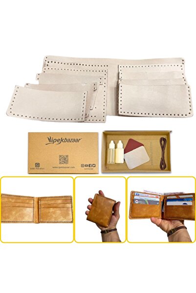 ipekbazaar Meriç Hakiki Deri Erkek Cüzdan İçin Dikiş Deliği Açılmış Hazır Kes...