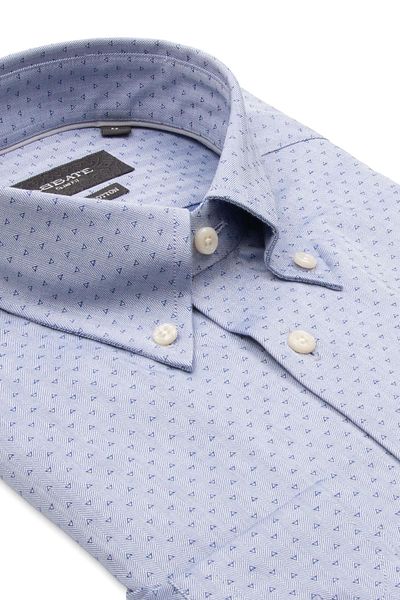 Abbate Carlo Armory Cotton Slim Fit Blue Button Collar Men's Printed Shirt