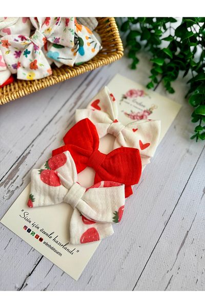 ARDEN HOBİ TASARIM Muslin-Linen 3-Piece Bow Buckle Set