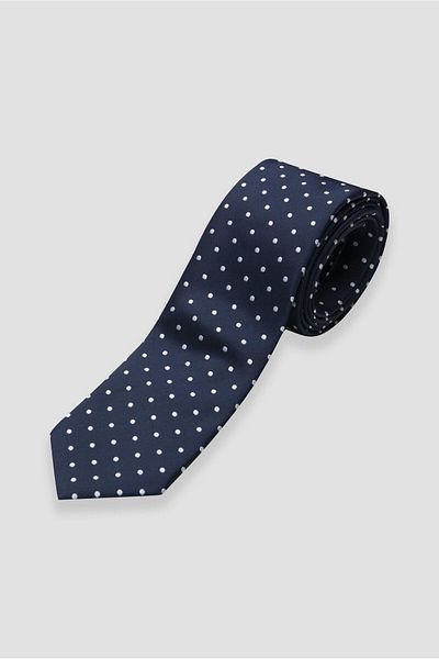 Abbate Tie 8 cm Microfiber Polyester Navy Blue Men's Polka Dot Tie