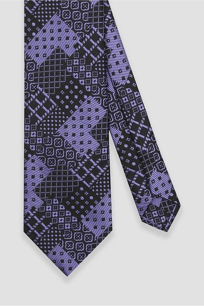 Abbate Tie 8 cm Microfiber Polyester Navy Blue Men's Patterned Tie