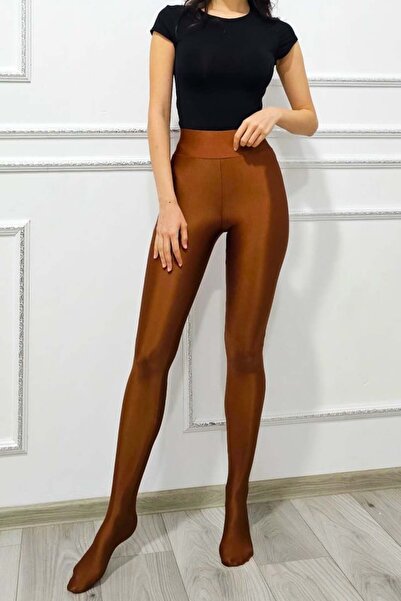 FashionForYou Dress-type shaping tights, Opak, lycra and pearlescent look, Brown