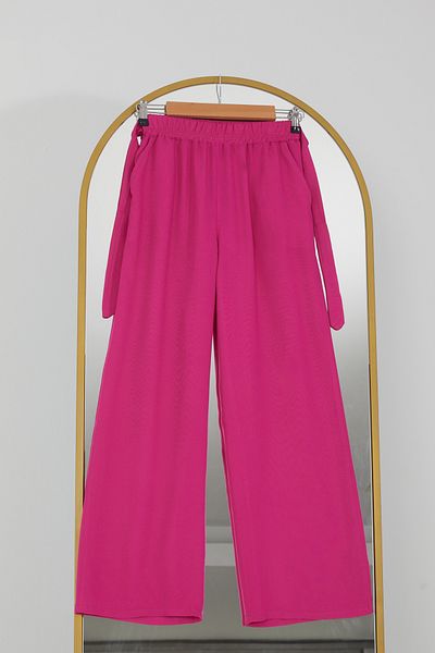 DPARİS Elastic Waist Relaxed Fit Loose Leg Casual Trousers