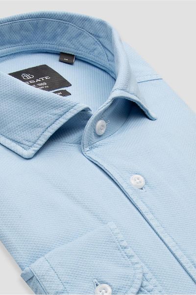 Abbate Antonio Armür Cotton Comfort Fit Light Blue Mostra Collar Men's Plain Shirt
